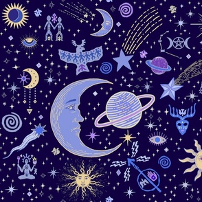 Astrology Space Fabric Wallpaper and Home Decor Spoonflower